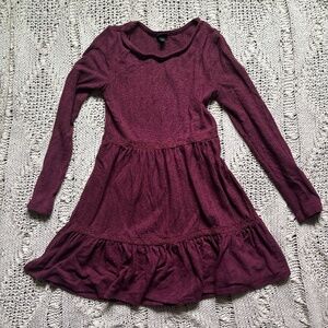 Red wine babydoll knit sweater top, quarter sleeve blouse coquette mori cute